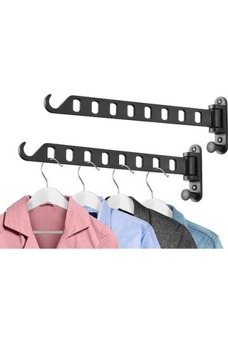 Besthome1 Alüminyum Katlanabilir 8 Delikli Çamaşır Asıcı - 2 Adet Siyah - Boşluk Tasarrufu Ev Gereci Siyah