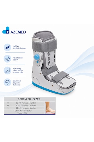 Azemed Air Walker Ortezi Ayak Bileklik Havalı Yürüme Botu Kısa