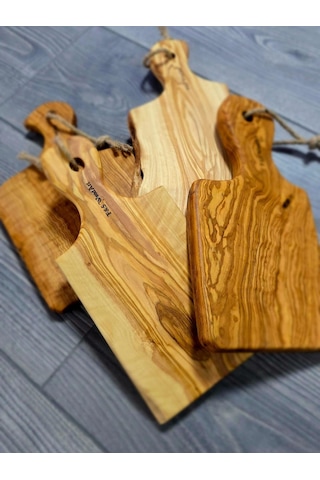 Eksiz Tek Parça Zeytin Ağacı Mini Sunum Kesme Tahtası