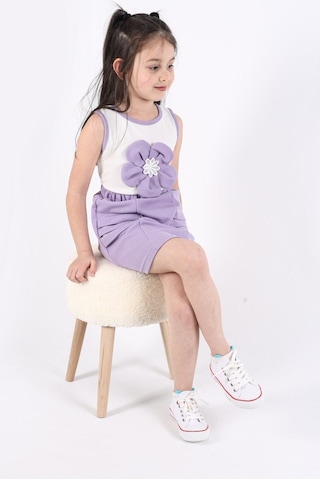 Aden Kids Kız Çocuk Etekli Alt Üst Takım Mor