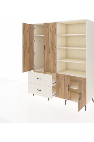 Kronos Gardrop 7 Raflı 2 Çekmeceli Tek Askılı 176x59x221 Aytaşı-çam/aytaşı Çam/aytaşı