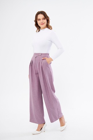 Lovelf Bol Paça Yünefekt Pantolon Lila