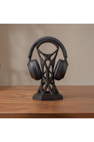 Happy3dworld Kafes Tasarımlı Kulaklık Standı, 3d Baskı Modern Siyah Gaming Düzenleyici