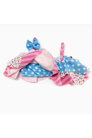 Nurbebe Dondurma Desenli Kız Çocuk Bikini Takımı Pembe