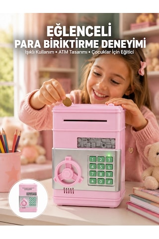 Elektronik Şifreli Otomatik Para Yutan Çocuk Kumbarası Düz Renkli