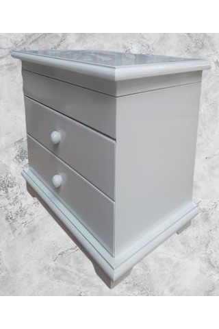 Hobi Adn Dekoratif Makyaj Kutusu 2 Çekmece Ahşap Mdf Beyaz Lake Boya El Yapım