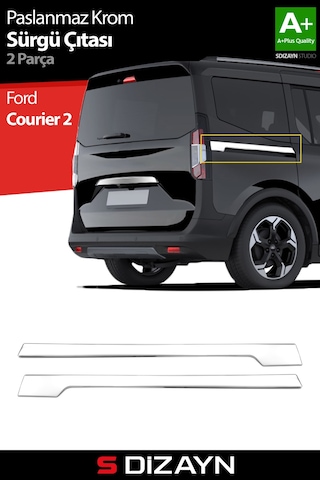 S-dizayn Ford Courier Krom Sürgülü Kapı Çıtası 2 Prç. 2023 Üzeri A+ Kalite