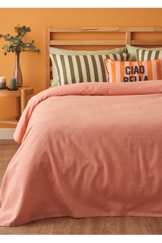 Bella Maison %100 Pamuk Line Çift Kişilik Pike Takımı Somon 200x220 Cm Somon