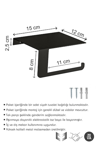 Siyah Tuvalet Kağıtlığı - Dayanıklı Banyo & Tuvalet Düzenleyici