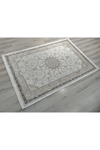 Vera Klasik Desenli Ipeksi Yumuşaklıkta Dokunmuş Makina Halısı 160x230 Cm Kahverengi - Vizon