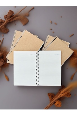 A5 Çizgili Kraft Defter Vintage Geri Dönüşüm Kağıt 70 Yaprak 140 Sayfa