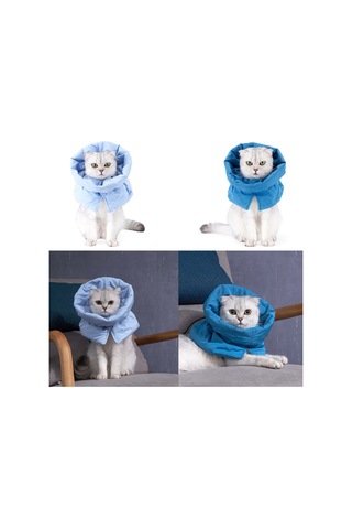 Geekyou Kedi Yaralı Yalama Engeli Atkısı - Hafif, Yumuşak, Ayarlanabilir Drawstringli - Mavi - M Boyu Ya001k011