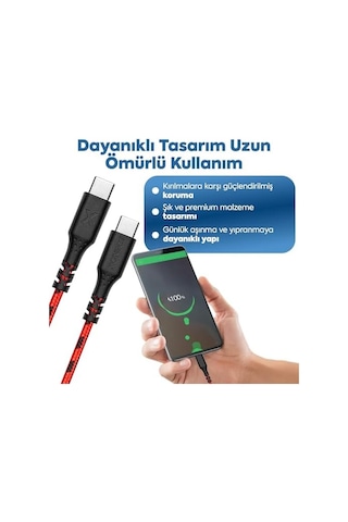 Type-c To Type-c İle Uyumlu İphone Ve İle Uyumlu Hızlı Şarj Ve Data Kablosu 40 Cm Siyah