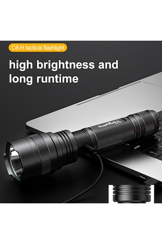 Cbtx Superfıre C8-h 1200lm Taşınabilir El Feneri Yüksek Parlaklık 15w Gece Lambası, 4000mah Pil İle