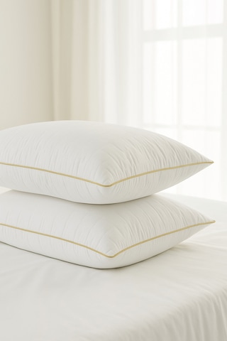 Gold Rengi Biyeli 1100 Gram 50x70 Cm 1 Adet, Lüks Otel Yastığı Beyaz