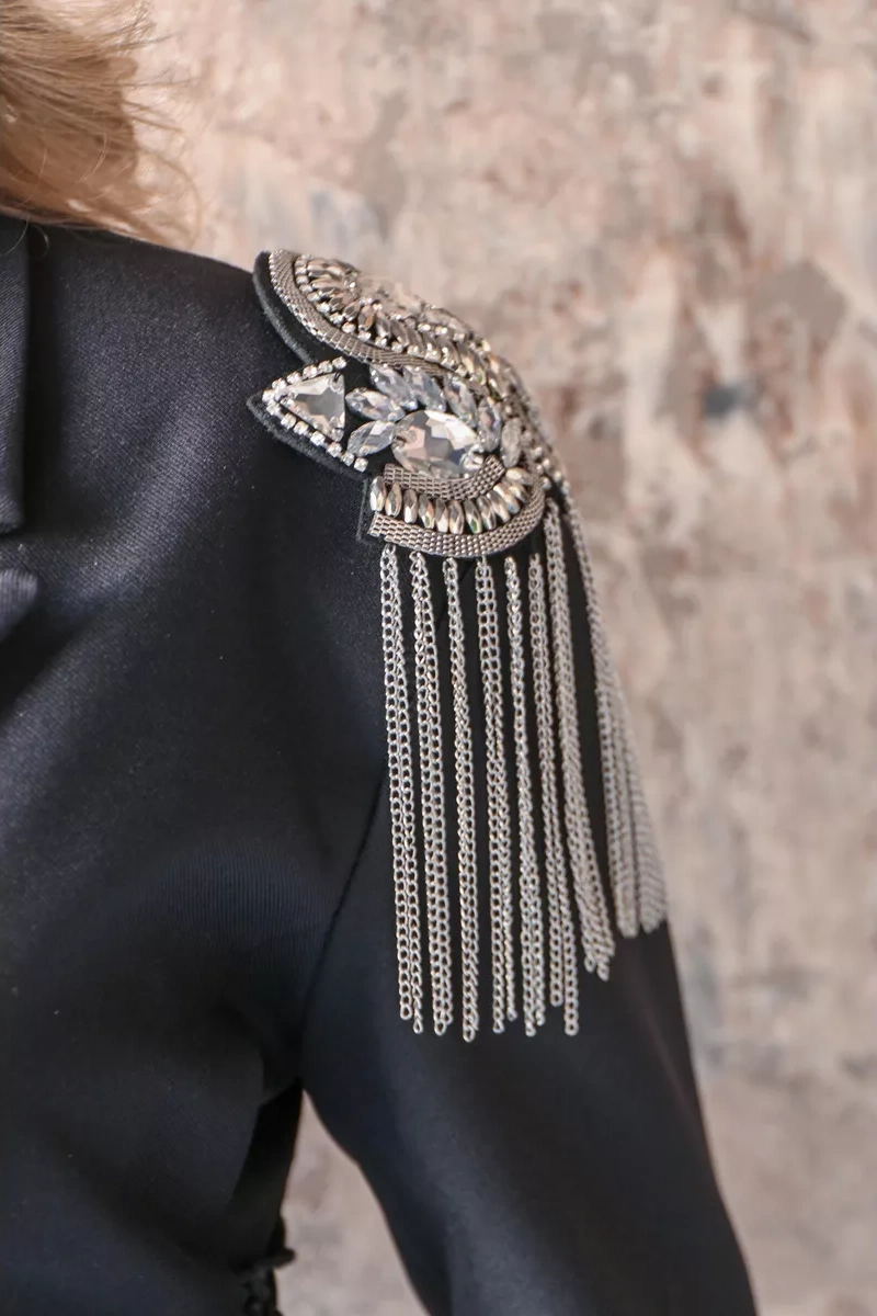 Sweet Night Omuz Askıları 2'li, Zincirli Broşlar 215524413 Siyah