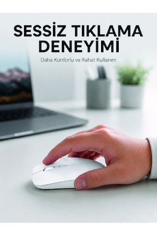 Şarjlı Wireless Mouse Bluetooth Çift Modlu Sessiz Yüksek Hassasiyetli Fare 1