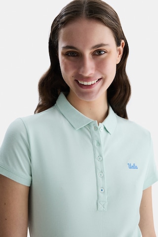 Ucla Shaver Mavi Polo Yaka Nakışlı Standard Fit Kadın Tshirt Mavi