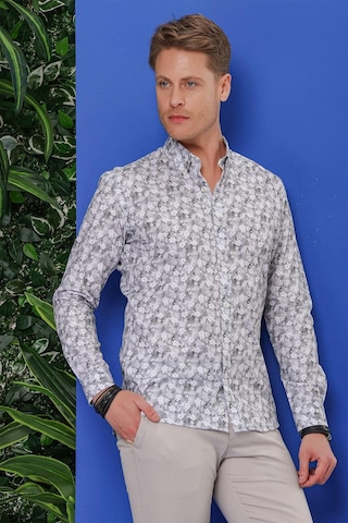 G 1542 Slim Fit Gri Klasik Gömlek Gri