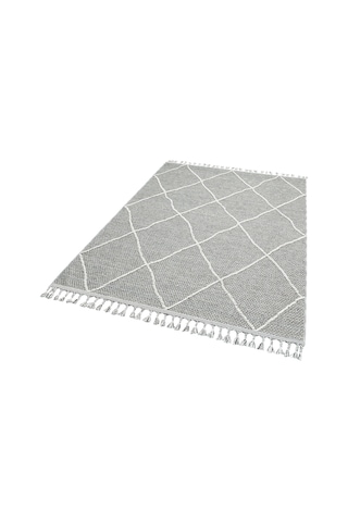 Loft Lf02 Geometrik Desenli Gri Modern Salon Halısı Hav Toz Vermez