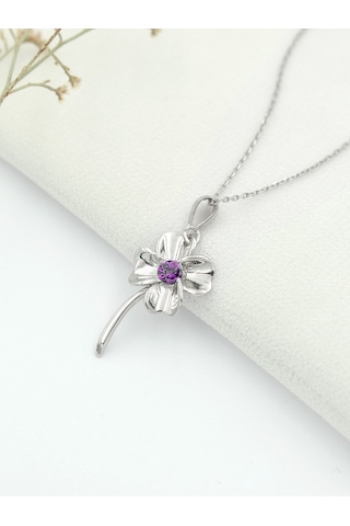 Brezza Lusso Jewelry Gümüş Dört Yapraklı Yonca Kadın Gümüş Kolye (450879622) 45 CM