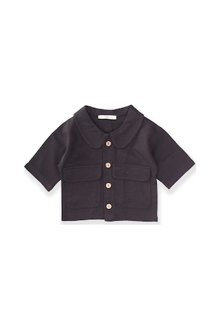 Cigit Sarh Keten Düğmeli Ceket 2-6 Yaş Siyah Siyah