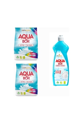 Aquabor Doğal Mineralli Renkliler İçin Çamaşır Deterjan 6 Kg 2 Adet+elde Yıkama Bulaşık Deterjan