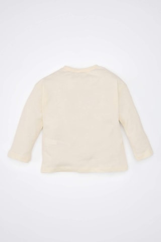 DeFacto Kız Bebek Bisiklet Yaka Yılbaşı Temalı Uzun Kollu Tişört D6231A524WNER233 Ekru