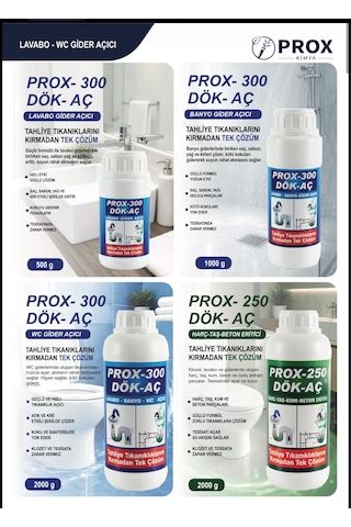 Prox -250 9'lu Harç-taş-kum-beton Eritici Lavabo Açıcı 1 Kg