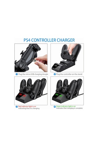 Geeroyoo Ps4 Kontrol Şarj İstasyonu: Hızlı Kablosuz Şarj, Mikro Usb Bağlantı, Led Göstergeli, Güvenli Ve Kaymaz Tasarım