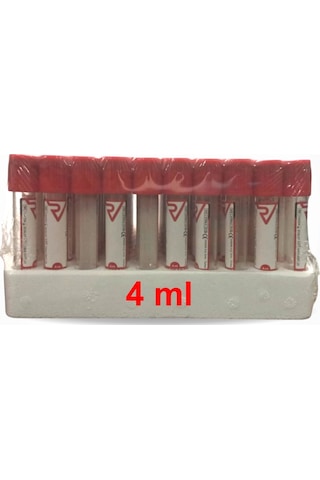 Vakumlu Boş Kan Alma Tüpü Kırmızı Kapak 4 Ml - 100'lü Paket