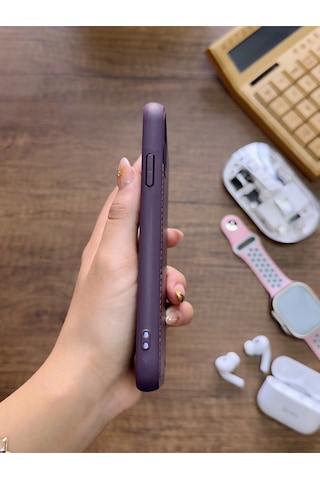 Apple iPhone 11 Uyumlu Premium Deri Dokulu Darbelere Karşı Dayanıklı Nazal Silikon Kılıf Mor