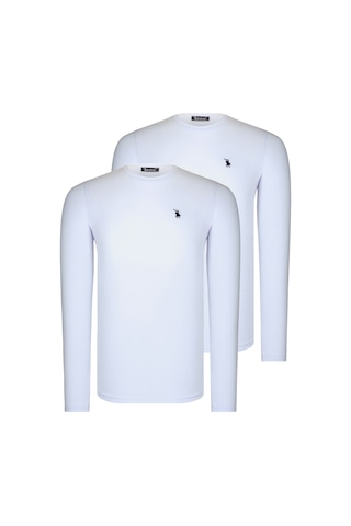 İkili Set T8588 Dewberry Yuvarlak Yaka Erkek Sweatshırt-beyaz-beyaz Beyaz-beyaz