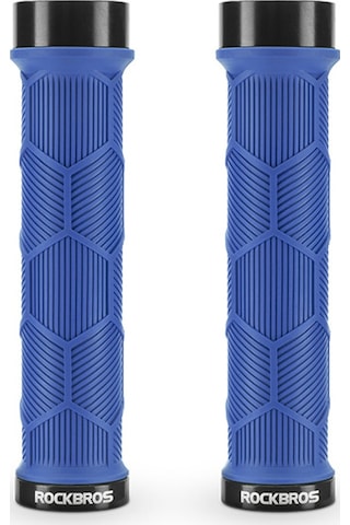 Rockbros 2023-14a Yansıtıcı Uç Tapalı 1 Çift Gidon Sapları Bisiklet Kolu Kapağı - Mavi