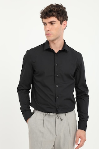 Dufy Erkek Slim Fit Uzun Kol Siyah Gömlek-25811 SİYAH