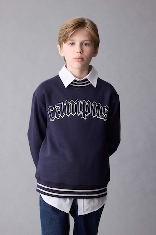 DeFacto Erkek Çocuk Lacivert Oversize Geniş Kalıp Bisiklet Yaka Baskılı Kalın Sweatshirt D1911A824WNNV135