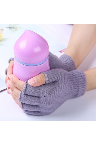 Kadınlar Ve Erkekler İçin Unisex Siyah Yarım Parmak Parmaksız Eldiven Çifti Yün Örme Bilek Pamuklu Eldivenler Sıcak Kış İş Eldivenleri Mavi