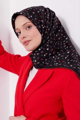 Levidor Twill İpek Eşarp Mix Siyah-kırmızı