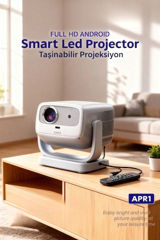 Projeksiyon Cihazı Taşınılabilir Wifi 2.4+5g-6.0 4k Uhd 150 İnç Dahili Hoparlör 180 Derece Smart Led