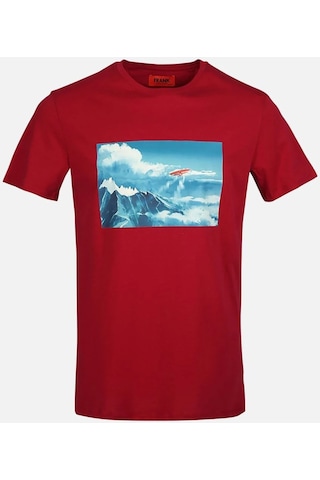 John Frank Free Erkek Bordo Baskılı T-shirt Siyah