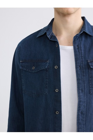 Lcw Jeans İndigo Regular Fit Uzun Kollu Erkek Jean Gömlek