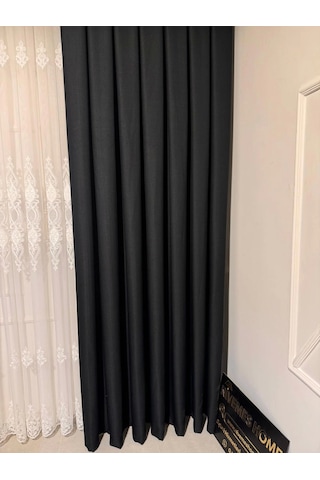 Nivemeshome Roma Keten 1/3 Sık Pileli Siyah Fon Perde Apm Siyah
