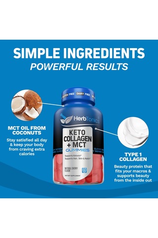 Keto Collagen + Mct Gummies 90 Gummies Ketosis + Hair Skin Nail