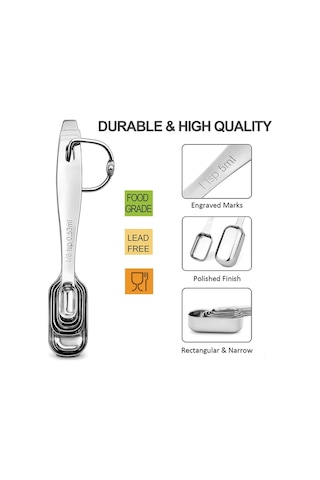 Vkemall 6'lı Ergonomik 18/8 Çelik Ölçü Kaşığı Seti - Tam Boyutlar, Dışarı Dönük Kollü, Yemek Kalitesi, Lavabo Güvenli, Zarf Ve Kuru Malzemeler İçin Diğer