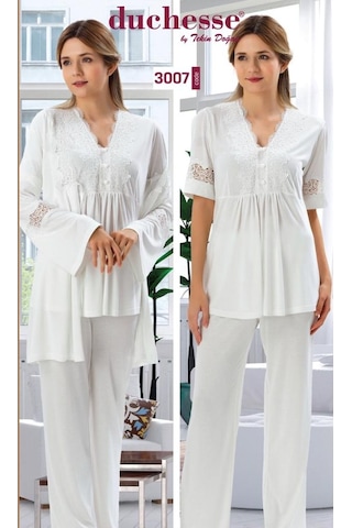 Duchesse 3007 Hamile Lohusa 3'Lü Pijama Sabahlık Takım