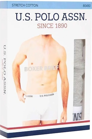 U.S. Polo Assn. Erkek Gri Melanj Pamuklu Tekli Boxer 80450 Gri Melanj