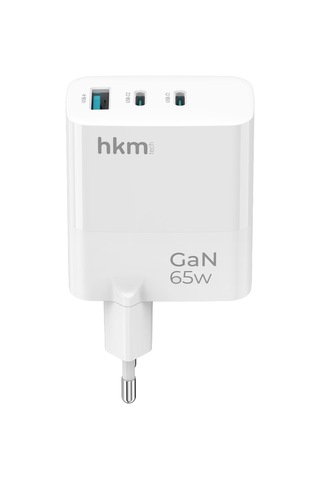 Gan Multi 65W Usb-A Ve 2*Type-C Üç Portlu Hızlı Şarj Aleti Güç Adaptörü Beyaz
