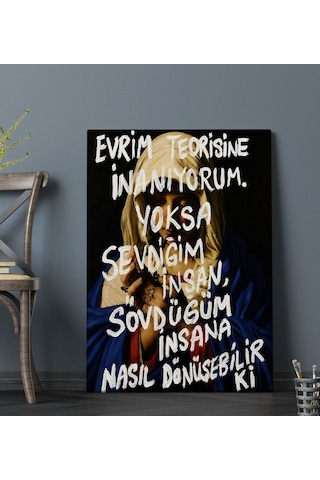 Bk Gift Vintage Klasik Sanat Esprili Sözlü Dekoratif Kanvas Tablo - 13 Çok Renkli