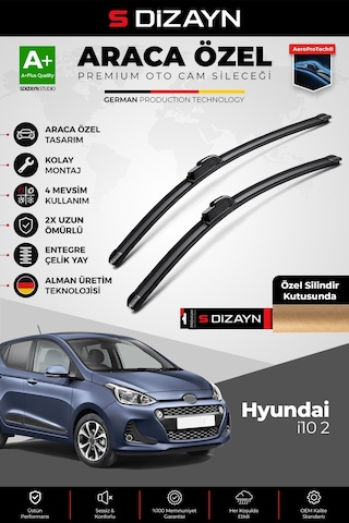 S-dizayn Hyundai İ10 Ön Cam Silecek Seti 2013-2019 Premium Araca Özel 55-40 Cm A+ Kalite