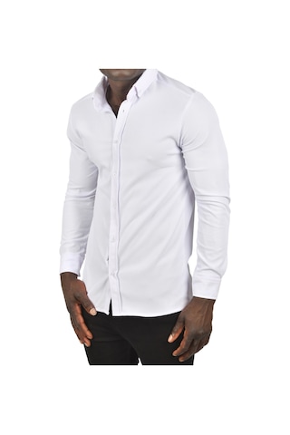 Deepsea Erkek Beyaz Fitilli Uzun Kollu Gömlek 2500805 Beyaz